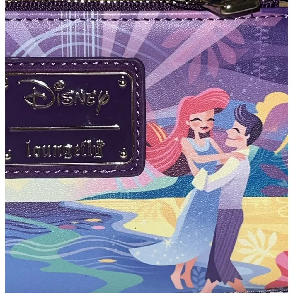Loungefly Disney Ariel The Little Mermaid Castle Snap Flap Zip Wallet Purple New